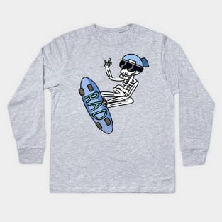 Skateboard Skeleton Kids Long Sleeve T-Shirt